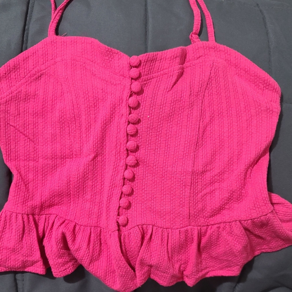 Pink peplum adjustable straps